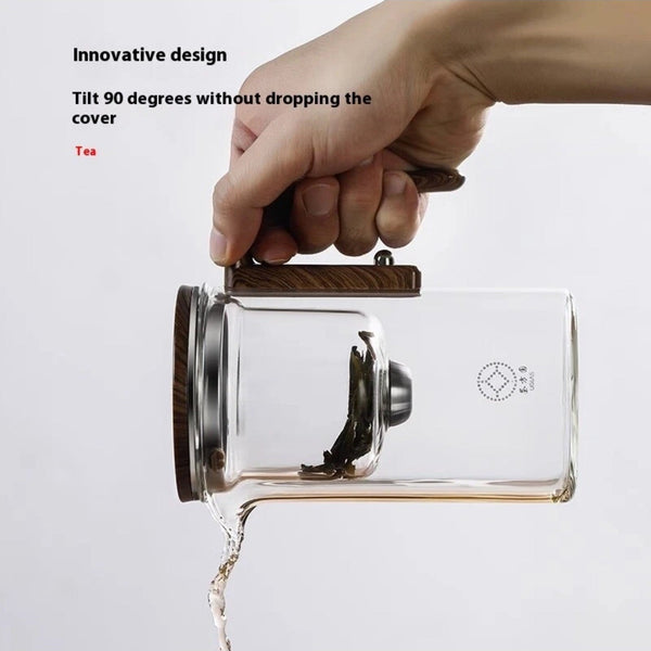 Magnetic Tea Infuser - Heat-Resistant Glass Teapot with Wooden 600ML