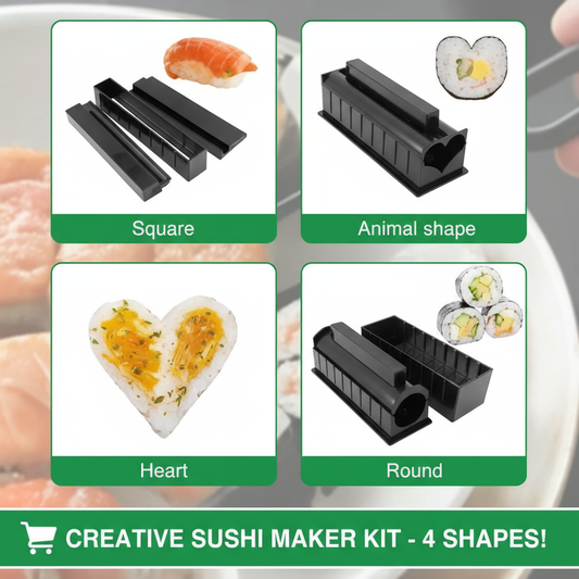 10-Piece DIY Sushi Maker Set - Eco-Friendly Sushi Roll Mold Kit for Perfect Homemade Sushi