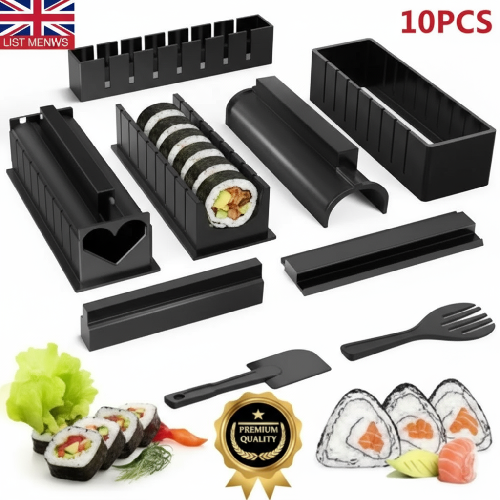 10-Piece DIY Sushi Maker Set - Eco-Friendly Sushi Roll Mold Kit for Perfect Homemade Sushi