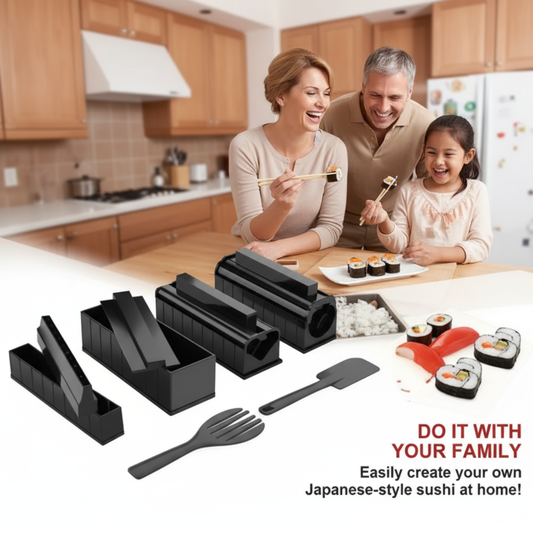 10-Piece DIY Sushi Maker Set - Eco-Friendly Sushi Roll Mold Kit for Perfect Homemade Sushi