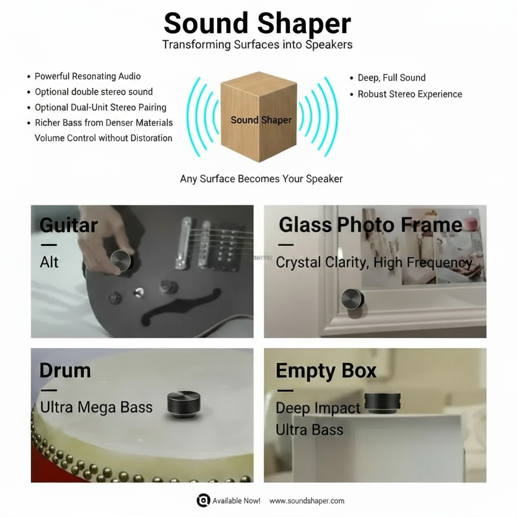 8D Mini Bone Conduction Bluetooth Speaker – TWS Wireless Stereo Sound, FM Radio, Portable Audio for Sports & Travel
