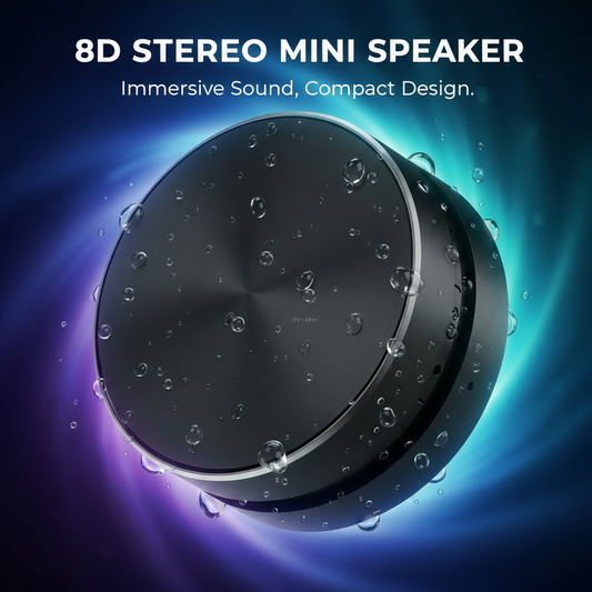 8D Mini Bone Conduction Bluetooth Speaker – TWS Wireless Stereo Sound, FM Radio, Portable Audio for Sports & Travel