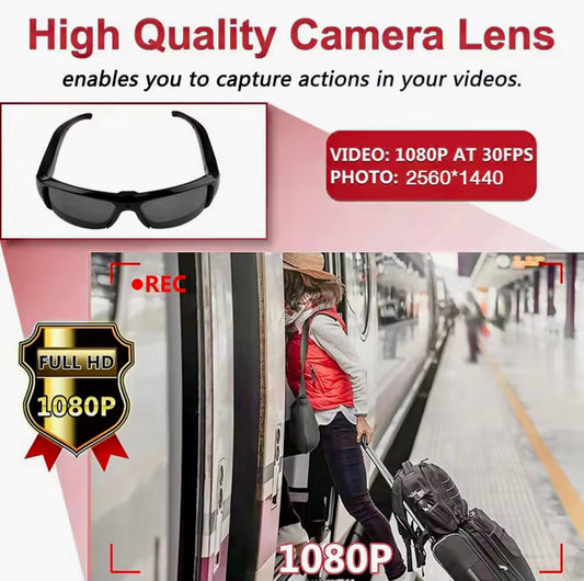 Wearable Spy Glasses with Hidden 1080PHD Video Recorder | Portable Outdoor Surveillance DVR Camera