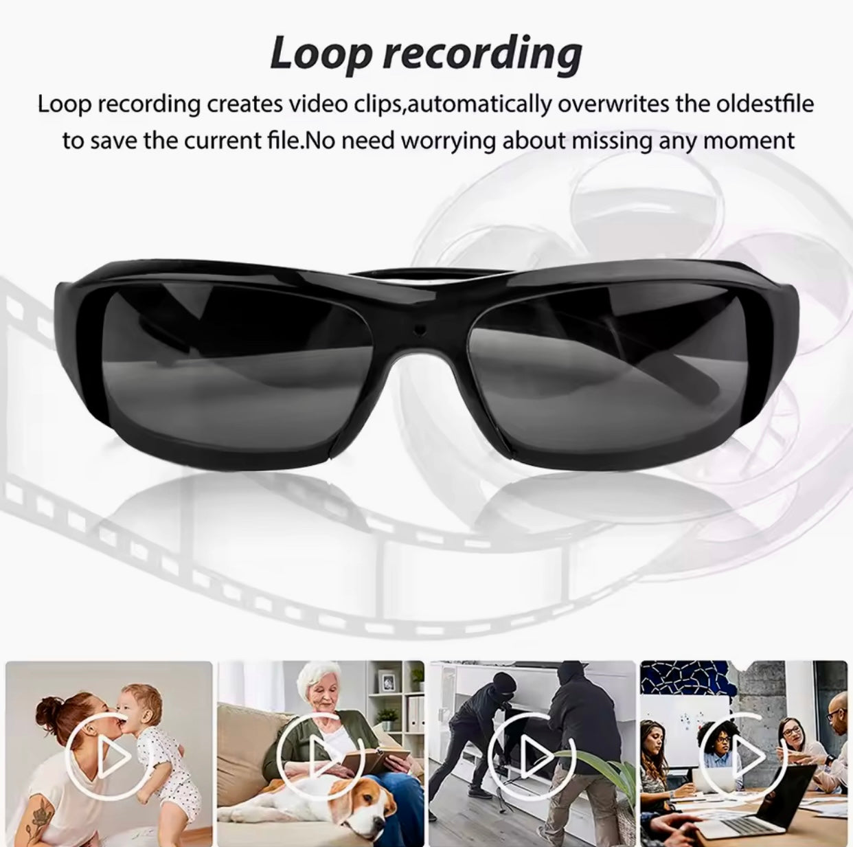 Wearable Spy Glasses with Hidden 1080PHD Video Recorder | Portable Outdoor Surveillance DVR Camera