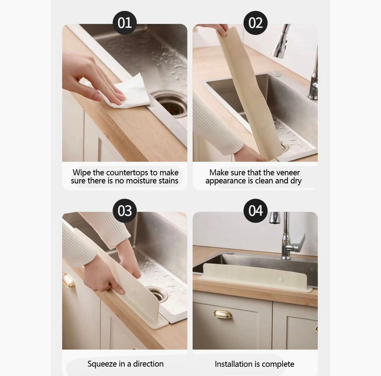 Reusable Flexible Silicone Sink Splash Guard with Suction Cups Kitchen water Shield