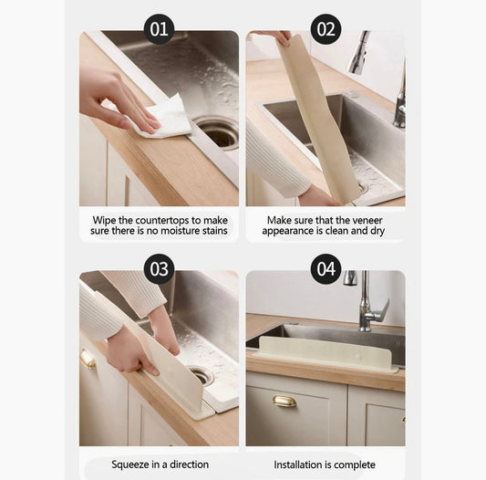 Reusable Flexible Silicone Sink Splash Guard with Suction Cups Kitchen water Shield