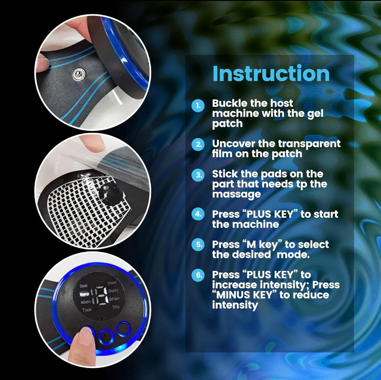 EMS Neck Massager – Electric Muscle Stimulator Patch with LCD, 8 Modes Pain Relief for Neck & Back