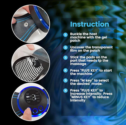 EMS Neck Massager – Electric Muscle Stimulator Patch with LCD, 8 Modes Pain Relief for Neck & Back