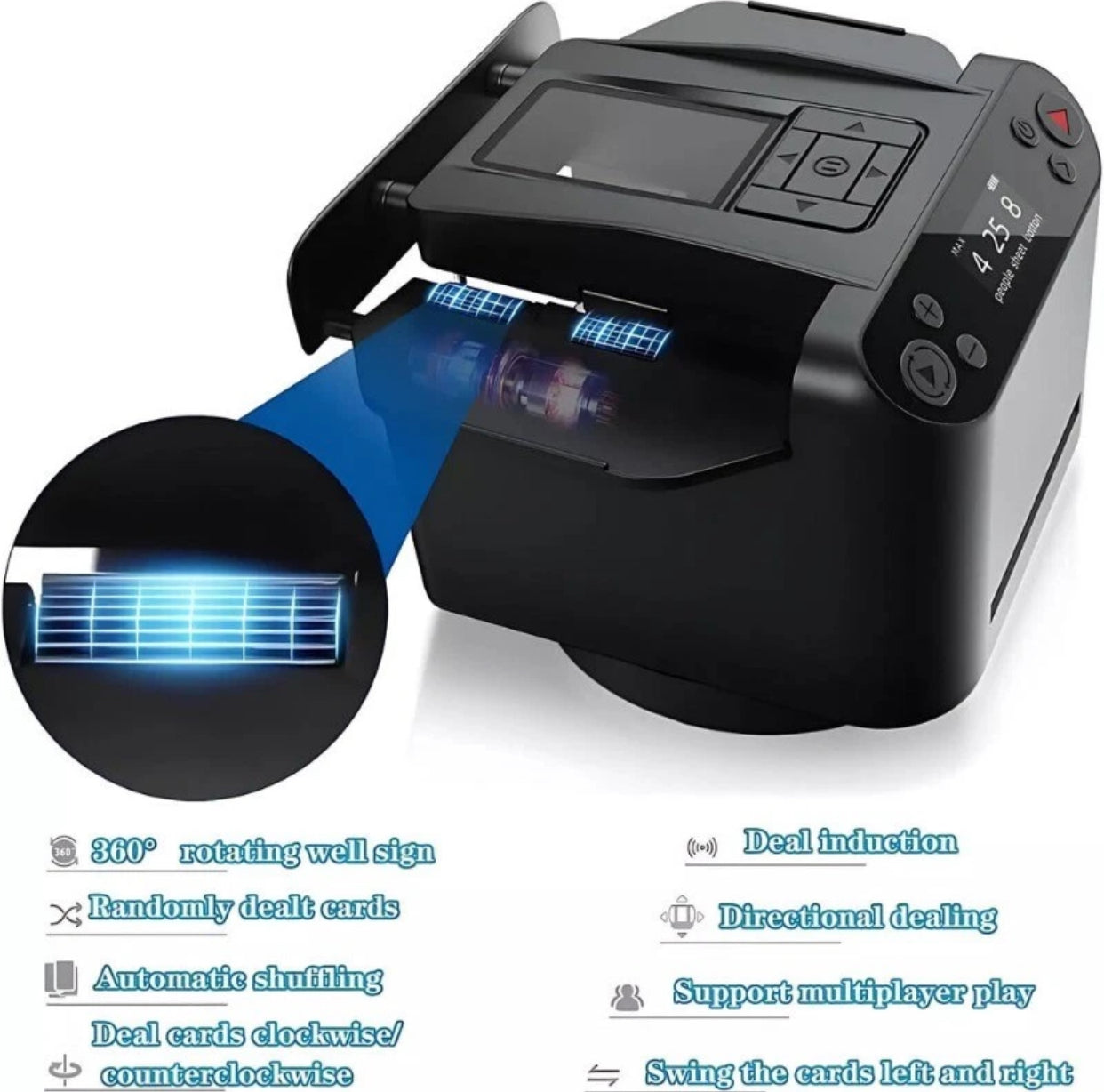 2-in-1 Automatic Card Shuffler & Dealer Machine 360° Rotating | 2 Decks Electric Card Mixer UK