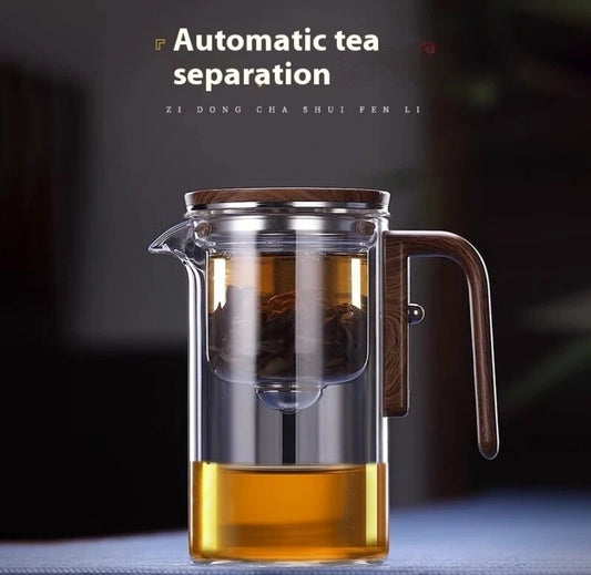 Magnetic Tea Infuser - Heat-Resistant Glass Teapot with Wooden 600ML