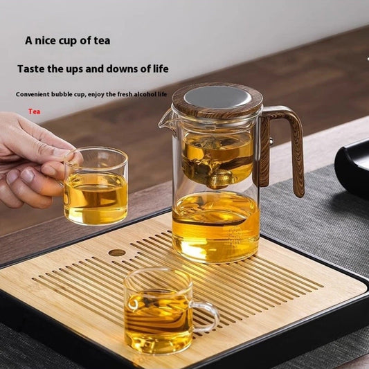 Magnetic Tea Infuser - Heat-Resistant Glass Teapot with Wooden 600ML